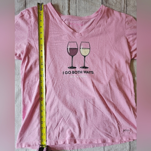 Life Is Good Women’s Size Large V-neck Pink Crusher Tee Wine I Go Both Ways - Picture 8 of 9